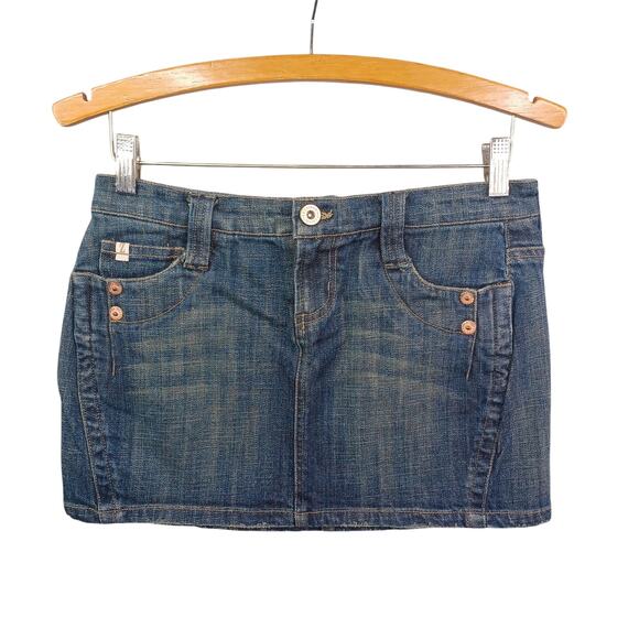 Vintage Y2K Z Cavaricci Distressed Denim Jean Mini Skirt Size 3 Retro Mean Girls - Picture 1 of 14